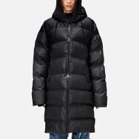 rains alta long coated-shell puffer jacket - l