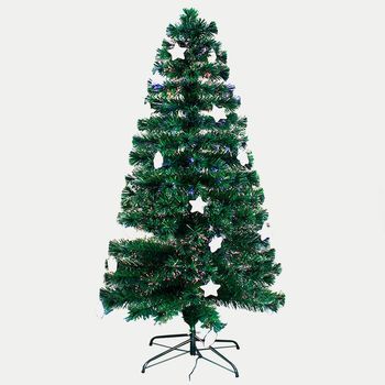Árbol De Fibra Óptica Con Estrella C/luz 150cm 80x80x150 Cm. Color: Verde