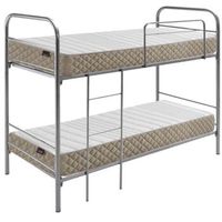 litera eco metal color plata con somieres escalera y barandilla 90x190 cm