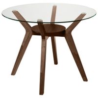 mesa comedor redonda en nogal y tapa de cristal 120 cm