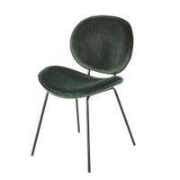silla de comedor de terciopelo verde con patas de acero