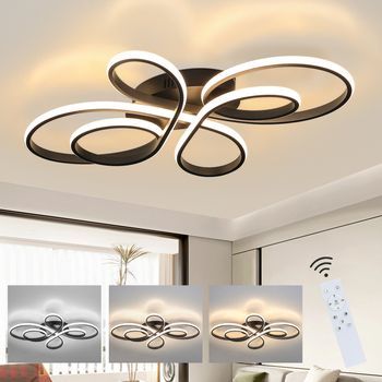 Nettlife Lámpara De Techo Led Moderna Regulable, Negra, 26