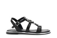 sandalia de piel con tira en t y accesorio joya black