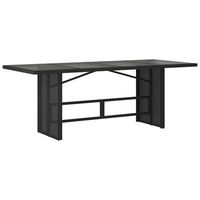mesa de jardin  mesa de exterior superficie de vidrio ratan pe negro 190x80x74 cm