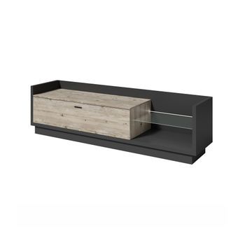 Mueble Para Tv Xl 220cm. Colección Cork. Color Gris Antracita Y Pino.