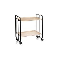 carrito auxiliar con ruedas bahuaus armazon negro 2 bandejas haya