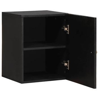 Armario De Pared Negro 38 X 33 X 48 Cm Madera De Mango Maciza Vidaxl