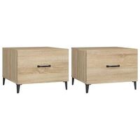 2 uds mesas de cafe - mesas de centro con patas de metal roble sonoma 50x50x40cm