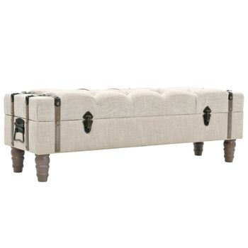 Banco De Almacenamiento Madera Maciza Y Acero 111x34x37 Cm Vidaxl