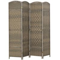 homcom biombo interior de madera 4 paneles separador de ambiente plegable para salon dormitorio 180 x 180 cm roble oscuro