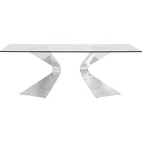 mesa de comedor para 8 personas en cristal y acero cromado l200