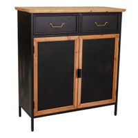 recibidor de madera y metal negro 80x34x90