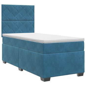 Cama Tapizada 200x100x140,5 Cm Terciopelo - Azul