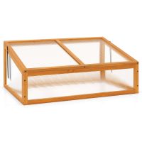 costway invernadero de madera marco frio portatil techo transparente abatible proteccion macetas elevadas pequeno interior exterior jardin terraza naranja