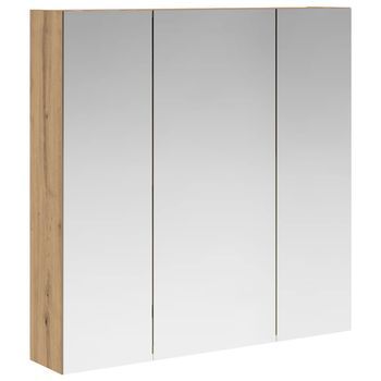 Armario Con Espejo De Baño | Mueble De Baño Roble Artesanal 70 X 14,5 X 70 Cm