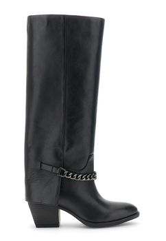 botas de piel con cadena frontal black 36