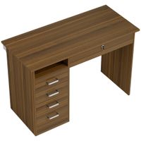 homcom escritorio para ordenador con 5 cajones 110x50 cm con almacenaje estante abierto cajon con cerradura nogal   aosom espana