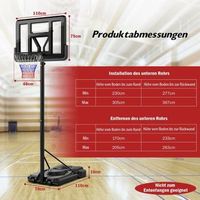 aro de baloncesto al aire libre con soporte de baloncesto ajustable en altura de 170-305 cm con soporte