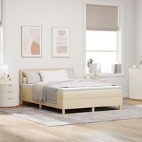 cama box spring  con colchon crema 160x200 cm tela v9054 unico  nata