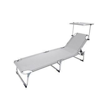 Tumbona Playa Aluminio Cama Con Parasol Color Gris 191x59x30 (alt) Cm - Neoferr..