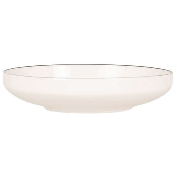 Plato hondo de porcelana blanca con borde negro