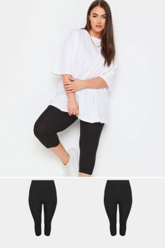 Juego 2 Leggings Capri Negros, Mujer Curvy Y Tallas Grandes, Yours