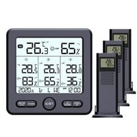 termometrohigrometro digital con 3 sensores remotos black