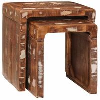mesas nido 2 pcs marron madera solida recuperada vidaxl