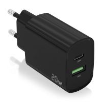 aisens a110-0755 cargador 20w 1xusb-c pd30 1xusb-a qc30 negro