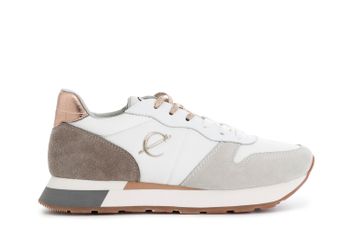 zapatillas de mujer en ante y tejido. multi taupe 37