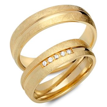 Alianzas 8 quilates oro amarillo 5 diamantes