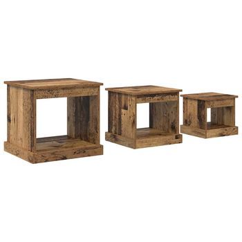 3 Pzs Mesas De Café - Mesas De Centro Madera Vieja Madera Contrachapada