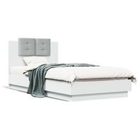 cama para adulto  cama individual  estructura cama con cabecero madera ingenieria blanca 75x190 cm