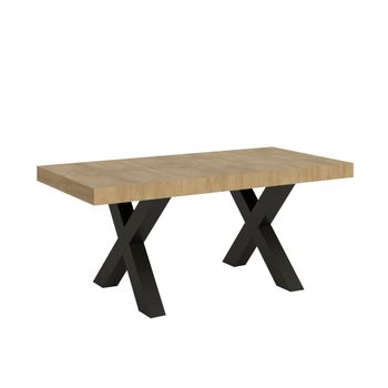 Mesa extensible 90x180/284 cm efecto madera roble natural, hierro