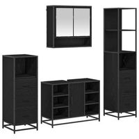 juego de muebles de bano 4 uds roble negro 80 x 33 x 60 cm vidaxl