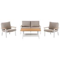 conjunto moderno de jardin de aluminio de 4 piezas sofa sillones y mesa de centro con cojines gris pardo orero
