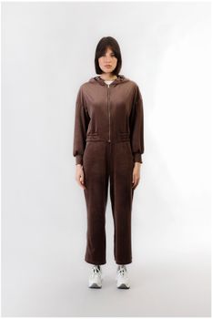 sudadera de chenilla con cremallera completa dark brown s