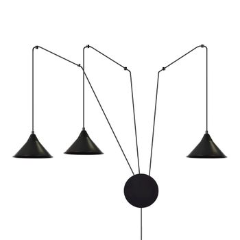 Aplique de pared ajustable con cable de 5m y 3 pantallas negras