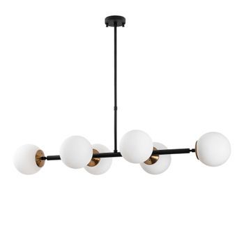 Lámpara De Techo Fazli-10485 Crema Antigua Negro Metal Vidrio 110x40x35-66 Cm