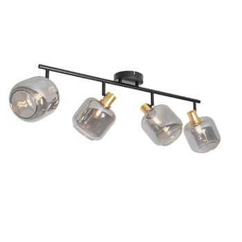 Foco techo negro dorado cristal ahumado 4 luces