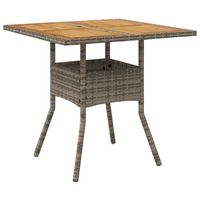 mesa de jardin  mesa de exterior superficie de madera ratan pe gris 80x80x75 cm