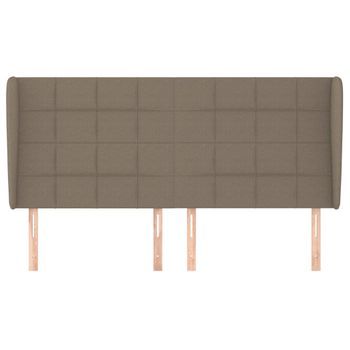 Cabecero Cama Mueble De Dormitorio Con Orejas De Tela 203 X 23 X 118/128 Cm Gris Topo M02_0003462