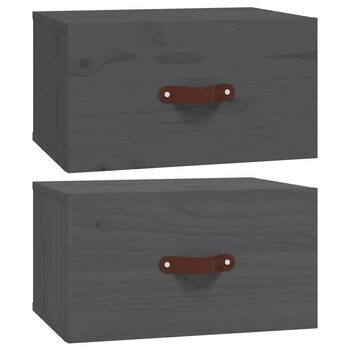 Juego De Mesitas De Noche De Pared - Mesillas De Noche Flotante Gris 40x29,5x22 Cm Mc7203