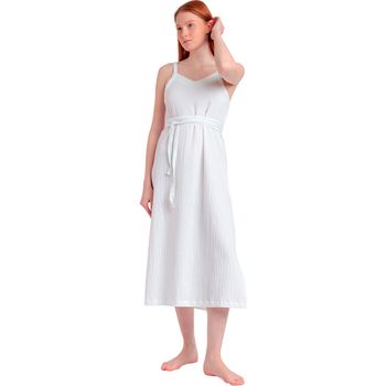 Admas Vestidos Vestido de verano largo medio con tirantes finos Linen Style para mujer