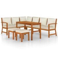 juego comedor jardin y cojines 7 piezas madera maciza acacia vidaxl