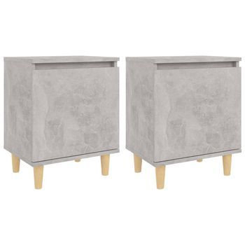 Mesitas Noche Con Patas Madera Gris Hormigón 2 Unidades 40x30x50 Cm
