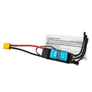Hobbyocean 40A ESC 2-4S con BEC 5V/3A XT60 conector para avión RC de ala fija jet