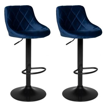 Juego de 2 taburetes de bar de terciopelo azul
