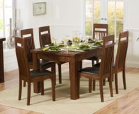 normandy 150cm dark solid oak extending dining table with monaco chairs