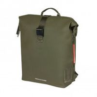 basil alforja soho 17l con luz led nordlichtreflectante  cierre correa verde